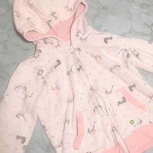 John Deere Farm Horse 3T Pastel Pink Comfortable Logo Zip Toddler Girls Hoodie